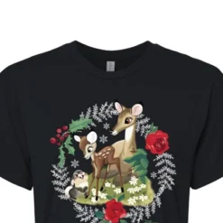 Women's - Disney - Christmas - Family In The Forest Cropped Graphic T-Shirt