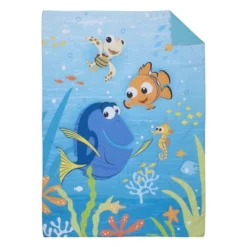 Disney Finding Nemo Aqua, Orange, And Green Let's Explore 4 Piece Toddler Bed Set
