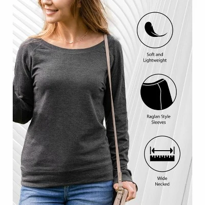 Women's - Disney - Mickey And Friends Christmas Lightweight French Terry Wide Neck Long Sleeve Graphic Shirt 3 Women's - Disney - Mickey And Friends Christmas Lightweight French Terry Wide Neck Long Sleeve Graphic Shirt - Image 3