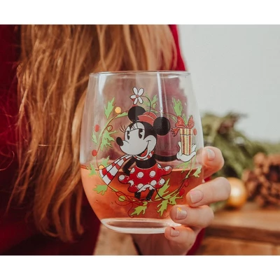 Silver Buffalo Disney Minnie Mouse Christmas Wreath Stemless Wine Glass | Holds 20 Ounces 5 Silver Buffalo Disney Minnie Mouse Christmas Wreath Stemless Wine Glass | Holds 20 Ounces - Image 5