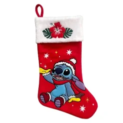Disney Stitch In Snowflakes Hat Applique Christmas Stocking