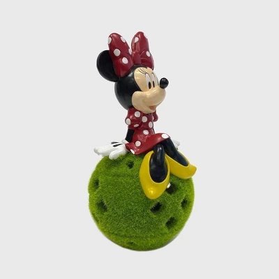 Disney 10" Stone Minnie Mouse Sitting On Flocked Ball Garden Statue 1 Disney 10" Stone Minnie Mouse Sitting On Flocked Ball Garden Statue