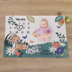 Disney Bambi White And Green Little Treasure Super Soft Photo Op Milestone Baby Blanket -Disney Sales Store GUEST 0c3ec9b3 525d 4bde b319 1cecc955031a