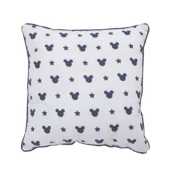 Disney Baby Mickey Mouse Hello World Appliqued Throw Pillow - Navy/Gray/White