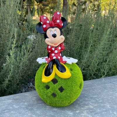 Disney 10" Stone Minnie Mouse Sitting On Flocked Ball Garden Statue 3 Disney 10" Stone Minnie Mouse Sitting On Flocked Ball Garden Statue - Image 3
