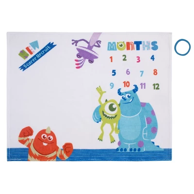 NoJo Disney Monsters, Inc. White, Blue, And Green, New Scarer Recruit Super Soft Photo Op Milestone Baby Blanket 6 NoJo Disney Monsters, Inc. White, Blue, And Green, New Scarer Recruit Super Soft Photo Op Milestone Baby Blanket - Image 6