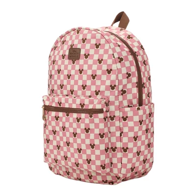 Disney Mickey Mouse Adult Pink Checkered 16.5" Travel Backpack 2 Disney Mickey Mouse Adult Pink Checkered 16.5" Travel Backpack - Image 2