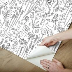 Disney Alice In Wonderland Kids' Garden Peel And Stick Wallpaper Black