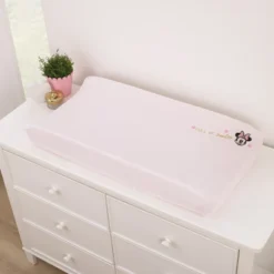 NoJo Disney Minnie Mouse My Happy Place Pink Super Soft Appliqued Contoured Changing Pad Cover