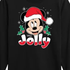 Boys' - Disney - Jolly Mickey Christmas Long Sleeve Graphic T-Shirt