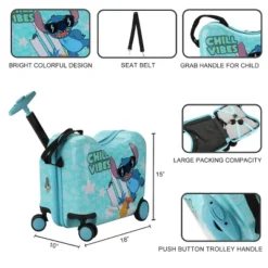 Disney Stitch Chill Vibes Children's Ride-On Luggage -Disney Sales Store GUEST 15f2aeae 883f 4874 a943 825eac9bb3b2