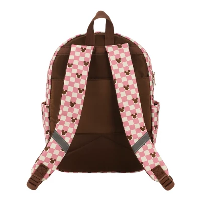 Disney Mickey Mouse Adult Pink Checkered 16.5" Travel Backpack 3 Disney Mickey Mouse Adult Pink Checkered 16.5" Travel Backpack - Image 3