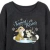 Women's - Disney - Christmas - Snowy Bunny Kisses Lightweight French Terry Wide Neck Long Sleeve Graphic Shirt