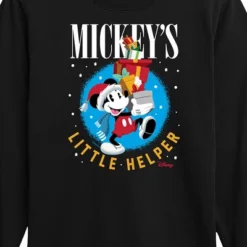 Boys' - Disney - Mickeys Little Helper Christmas Long Sleeve Graphic T-Shirt