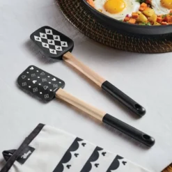 Disney Home Monochrome 2pc Spatula And Spoonula Set Black: Silicone Kitchen Utensils For Adults, Disney Kitchen Collection