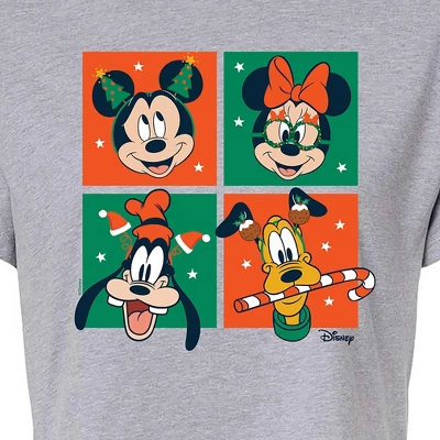 Women's - Disney - Mickey And Friends Christmas Cropped Graphic T-Shirt 1 Women's - Disney - Mickey And Friends Christmas Cropped Graphic T-Shirt