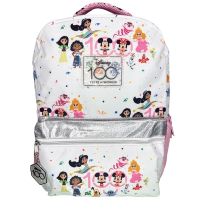 Disney 100 Nylon Pink & White Backpack 16" School Bookbag For Girls Ages 3+ 5 Disney 100 Nylon Pink & White Backpack 16" School Bookbag For Girls Ages 3+ - Image 5
