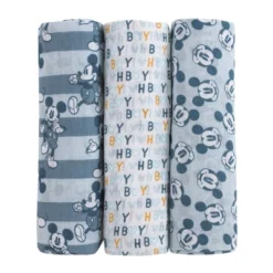 NoJo Disney Mickey Mouse Gray, Charcoal, And White 3 Piece Muslin Swaddle Baby Blanket Set -Disney Sales Store GUEST 1d039bf3 689e 462d a724 ecdb29698293