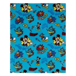 NoJo Disney Mickey Mouse Funhouse Crew Blue, Red And Yellow, Funny, And Donald Duck "Laugh It Up" Super Soft Toddler Blanket