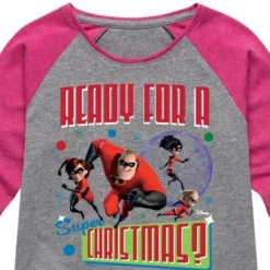 Girls' - Disney - Ready For A Super Christmas Shirt Tail Raglan Graphic T-shirt