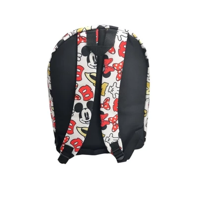 Disney Mickey Minnie Mouse All Over Print 16" Backpack W/ Front Pocket White 2 Disney Mickey Minnie Mouse All Over Print 16" Backpack W/ Front Pocket White - Image 2