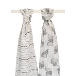 Disney Dumbo 100% Cotton Muslin Swaddles With Plush Rattle - 2pk -Disney Sales Store GUEST 2855e3c7 bd1c 416e a595 d83c071d8164