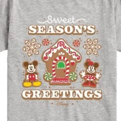 Boys' - Disney - Mickey And Minnie Sweet Seasons Greetings Christmas Short Sleeve Graphic T-Shirt