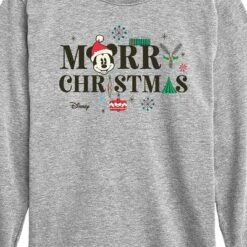 Boys' - Disney - Mickey Mouse Merry Christmas Icons Long Sleeve Graphic T-Shirt