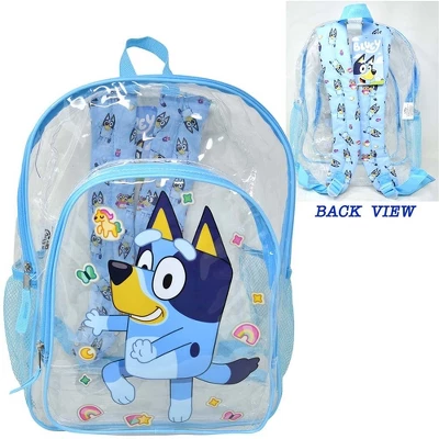 Disney Bluey 16" Clear Backpack For Kids Transparent Bag With 2 Side Mesh Pockets 1 Disney Bluey 16" Clear Backpack For Kids Transparent Bag With 2 Side Mesh Pockets