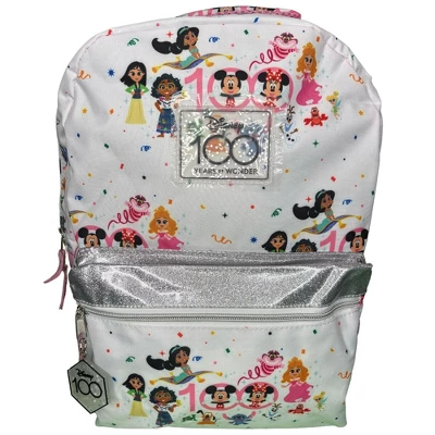 Disney 100 Nylon Pink & White Backpack 16" School Bookbag For Girls Ages 3+ 4 Disney 100 Nylon Pink & White Backpack 16" School Bookbag For Girls Ages 3+ - Image 4