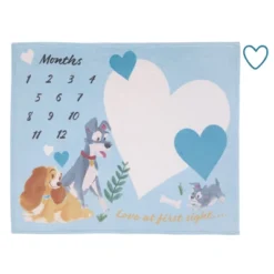 NoJo Disney Lady & The Tramp Blue, White, And Gold Love At First Sight Super Soft Photo Op Milestone Baby Blanket -Disney Sales Store GUEST 412535f9 cfcb 4d8c 8bfe 7b8f46f4fe14