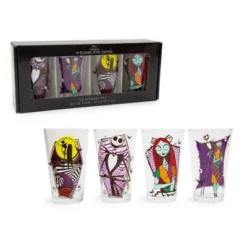 Silver Buffalo Disney Nightmare Before Christmas Jack & Sally 16-Ounce Pint Glasses | Set Of 4