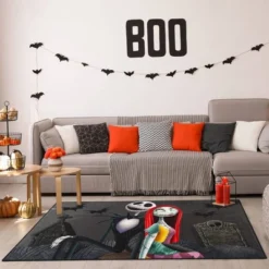4"x6" Disney Nightmare Before Christmas Jack And Sally Polyester Youth Kids' Area Rug: Indoor Woven Accent For Bedroom -Disney Sales Store GUEST 441c8c89 2723 4557 af36 d3997e4ad88b