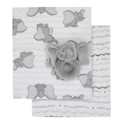 Disney Dumbo 100% Cotton Muslin Swaddles With Plush Rattle - 2pk