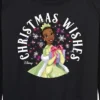 Women's - Disney - Christmas Wishes Tiana Lightweight French Terry Wide Neck Long Sleeve Graphic Shirt