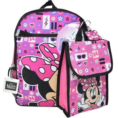 Walt Disney Minnie Mouse 16" Pink Nylon Backpack With Lunch Bag Set For Girls 3+ 5 Walt Disney Minnie Mouse 16" Pink Nylon Backpack With Lunch Bag Set For Girls 3+ - Image 5