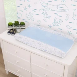 NoJo Disney Finding Nemo Cutest Little Catch Light Blue, And White Contoured Changing Pad Cover