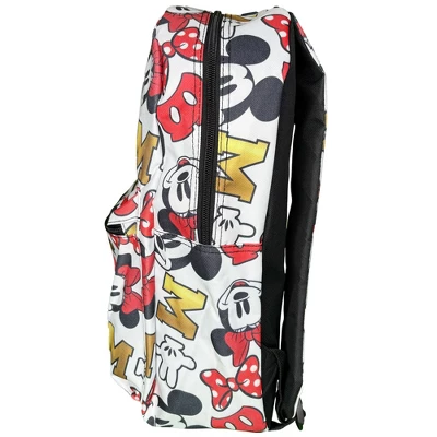 Disney Mickey Minnie Mouse All Over Print 16" Backpack W/ Front Pocket White 5 Disney Mickey Minnie Mouse All Over Print 16" Backpack W/ Front Pocket White - Image 5