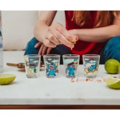 Silver Buffalo Disney Lilo & Stitch Beach Day 1.5-Ounce Mini Shot Glasses | Set Of 4