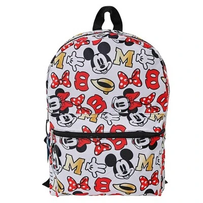 Disney Mickey Minnie Mouse All Over Print 16" Backpack W/ Front Pocket White 7 Disney Mickey Minnie Mouse All Over Print 16" Backpack W/ Front Pocket White - Image 7