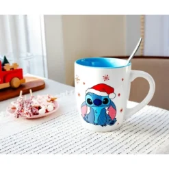 Silver Buffalo Disney Lilo & Stitch Santa Hat Jumbo Curved Ceramic Latte Mug | Holds 25 Ounces -Disney Sales Store GUEST 52a5edae ff27 46da 98ae d5328a9be93e