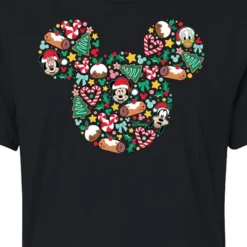 Women's - Disney - Mickey Silhouette Christmas Cropped Graphic T-Shirt