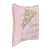 Disney Princess Enchanting Dreams Pink And Gold Embroidered Crown Decorative Throw Pillow With White Pom Pom Trim