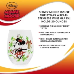 Silver Buffalo Disney Minnie Mouse Christmas Wreath Stemless Wine Glass | Holds 20 Ounces 11 Silver Buffalo Disney Minnie Mouse Christmas Wreath Stemless Wine Glass | Holds 20 Ounces -Disney Sales Store GUEST 57f98504 b0d6 4c7b 96ab 3aa60881f5d0