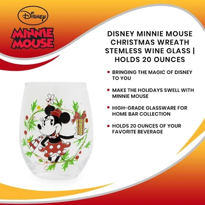 Silver Buffalo Disney Minnie Mouse Christmas Wreath Stemless Wine Glass | Holds 20 Ounces 6 Silver Buffalo Disney Minnie Mouse Christmas Wreath Stemless Wine Glass | Holds 20 Ounces - Image 6