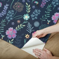 Disney Encanto Embroidery Floral Kids' Peel And Stick Wallpaper Navy