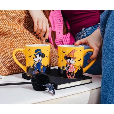 Silver Buffalo Disney Halloween Mickey And Minnie Mouse 14-Ounce Ceramic Mugs | Set Of 2 6 Silver Buffalo Disney Halloween Mickey And Minnie Mouse 14-Ounce Ceramic Mugs | Set Of 2 - Image 6