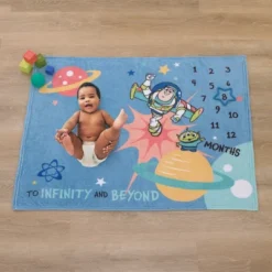 NoJo Disney Toy Story Blue, Orange, And Yellow To Infinity And Beyond Super Soft Photo Op Milestone Baby Blanket -Disney Sales Store GUEST 5db11957 11ac 42bb 8e0c ba283427644d