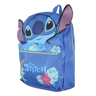 Disney Lilo And Stitch Backpack 3D Ears Tropical Accents 16" Faux Leather Bag Blue 5 Disney Lilo And Stitch Backpack 3D Ears Tropical Accents 16" Faux Leather Bag Blue - Image 5