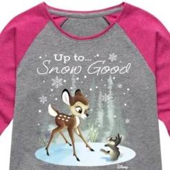 Girls' - Disney - Christmas - Up To Snow Good Shirt Tail Raglan Graphic T-shirt
